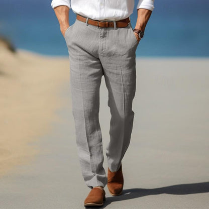 Premium Men's Luxury Linen Pants with Belt Loops