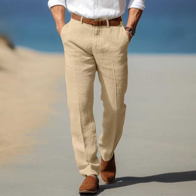 Premium Men's Luxury Linen Pants with Belt Loops