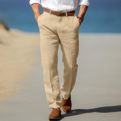 Premium Men's Luxury Linen Pants with Belt Loops